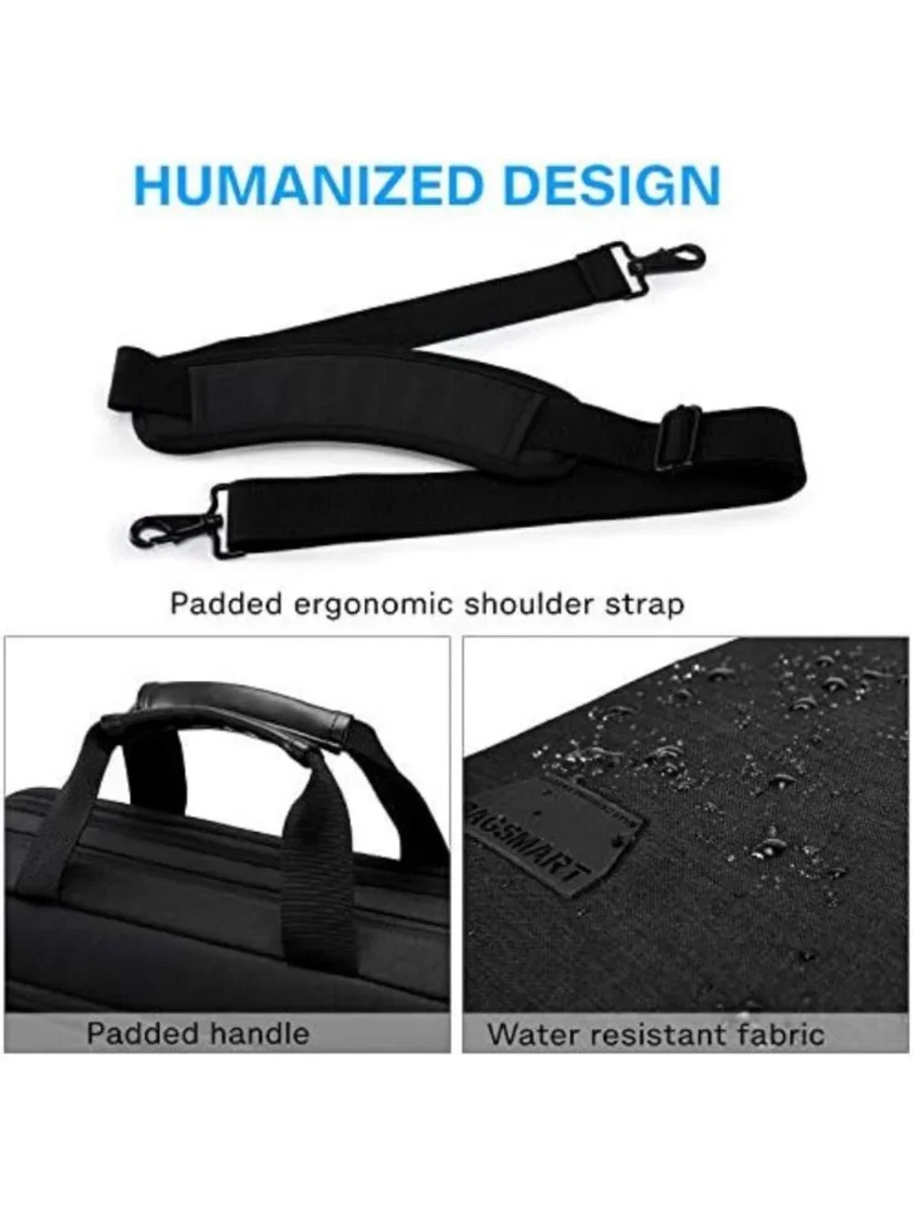 Expandable 17.3 Inch Laptop Briefcase Bag, Stylish Black Computer Tote